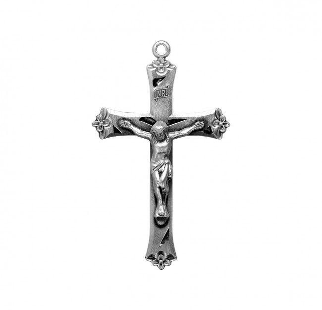 Sterling Silver Rosary Crucifix on a 24&quot; Rhodium Plated Chain