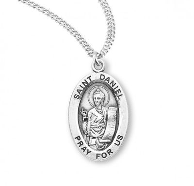 Sterling Silver St. Daniel Oval Medal on a 20&quot; Rhodium Plated Chain