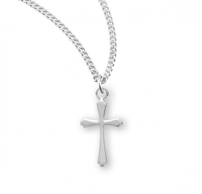 Sterling Silver Taper End Cross on a 18&quot; Rhodium Plated Chain