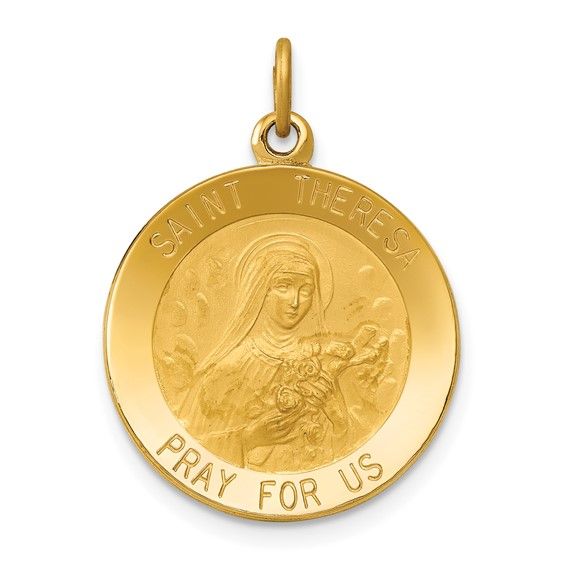14kt Gold St. Theresa Medal Charm Disc. 14kt Gold St. Theresa Medal Charm Disc.