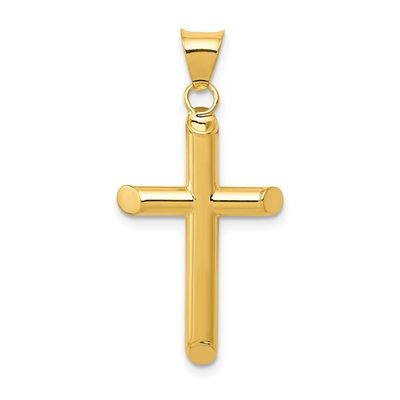 14kt Gold 3-D Polished Hollow Cross Pendant