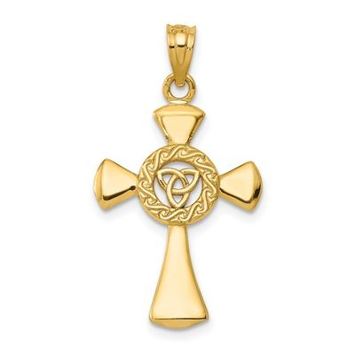 14kt Gold Celtic Trinity Cross Pendant