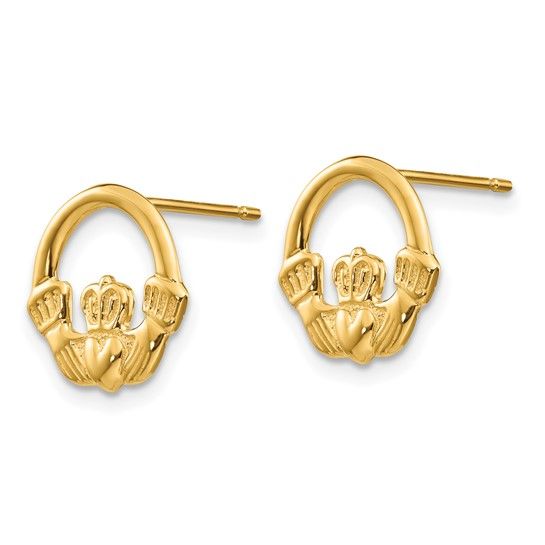 14kt Gold Claddagh Post Earrings