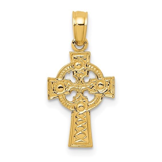 14kt Gold Celtic Cross with Eternity Circle Pendant