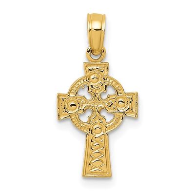 14kt Gold Celtic Cross with Eternity Circle Pendant
