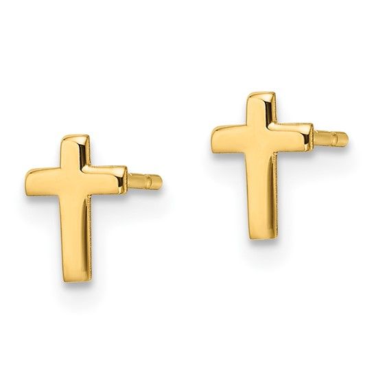 14kt Gold Polished Cross Post Earrings