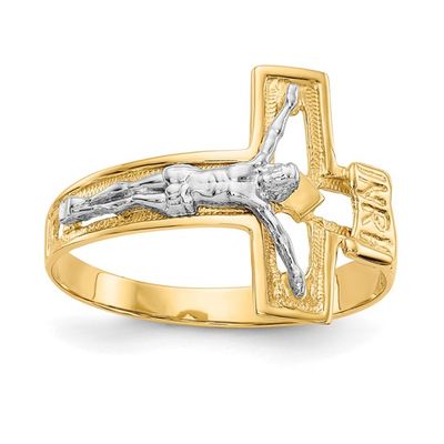 14kt Gold Two-Tone Crucifix Ring