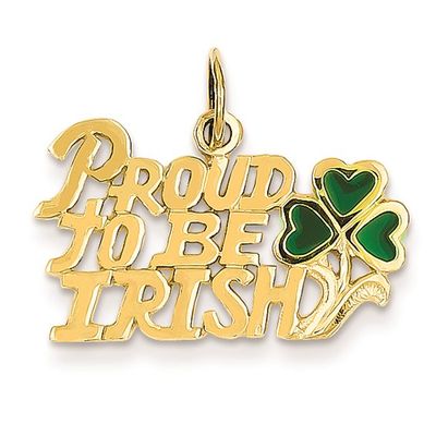 14kt Gold Proud To Be Irish Charm Disc.