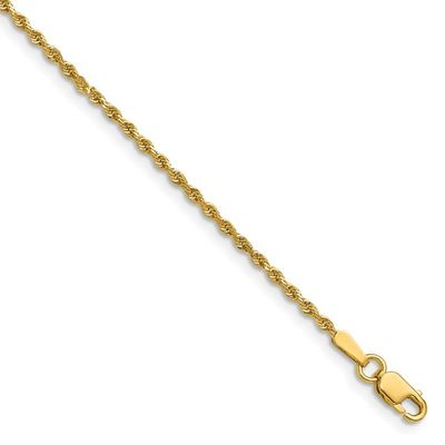 14kt Gold 24&quot; 1.5mm Diamond Cut Rope with Lobster Clasp Chain Disc.