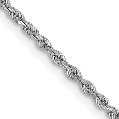 14kt White Gold 18&quot; 1.5mm Diamond Cut Rope with Lobster Clasp Chain Disc.