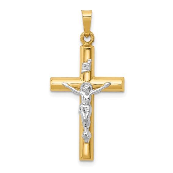 14kt Gold Crucifix Two-Tone Pendant (Medium)