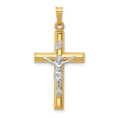 14kt Gold Crucifix Two-Tone Pendant (Medium)