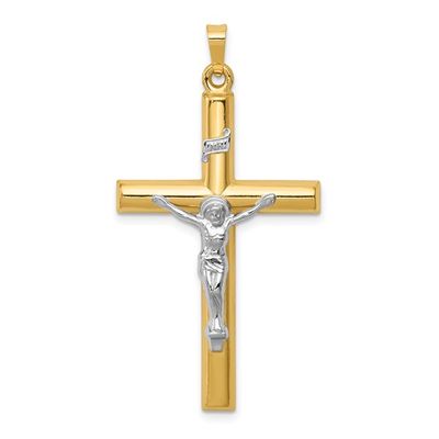 14kt Gold Crucifix Two-Tone Pendant (Extra-Large)