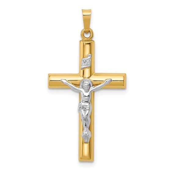 14kt Gold Crucifix Two-Tone Pendant (Large)
