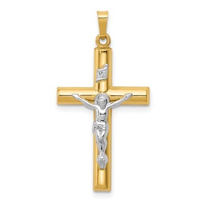 14kt Gold Crucifix Two-Tone Pendant (Large)