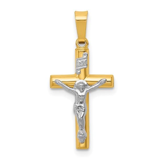 14kt Gold Crucifix Two-Tone Pendant (Very Small)