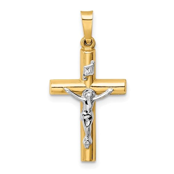 14kt Gold Crucifix Two-Tone Pendant (Small)
