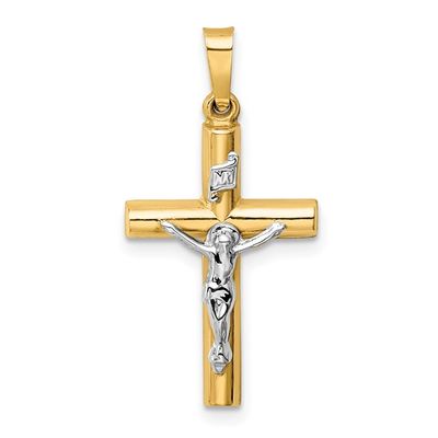 14kt Gold Crucifix Two-Tone Pendant (Small)