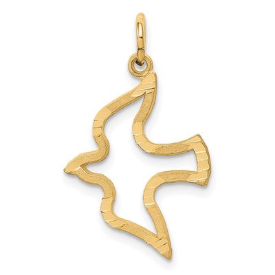 14kt Gold Satin &amp; Diamond-Cut Dove Charm