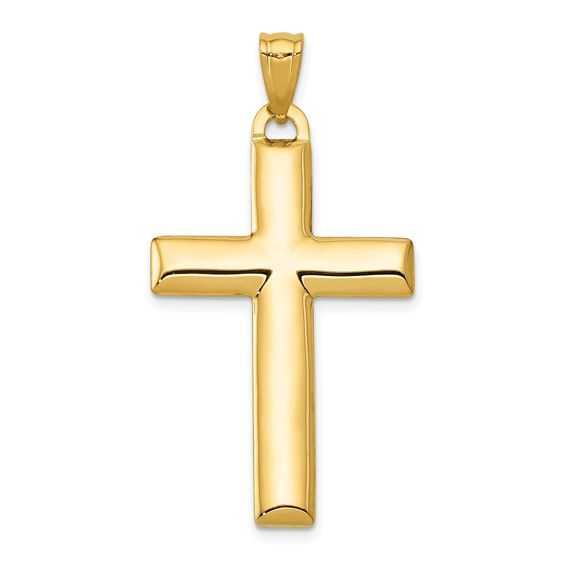 14kt Gold with Rhodium Reversible Yellow White Cross Pendant
