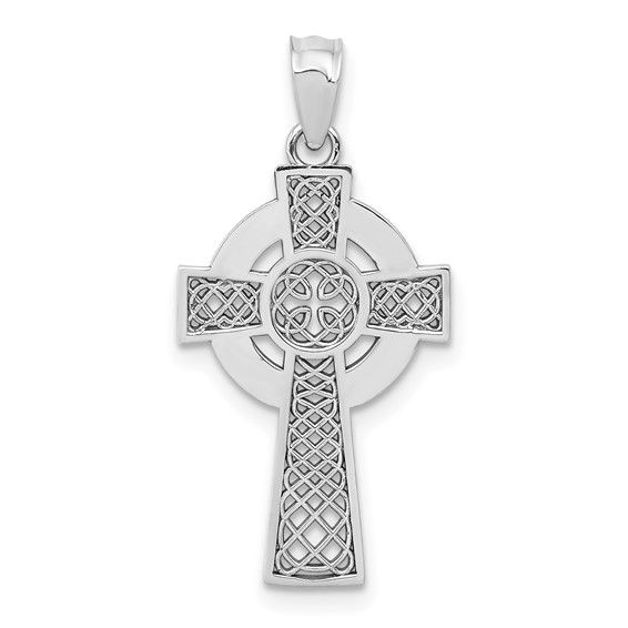 14kt White  Gold Celtic Cross Pendant