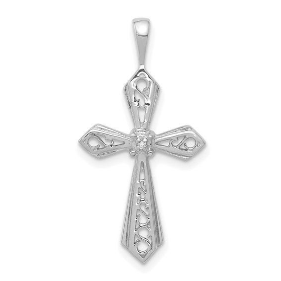 14kt White Gold AA Diamond Passion Cross Pendant