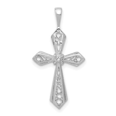 14kt White Gold AA Diamond Passion Cross Pendant