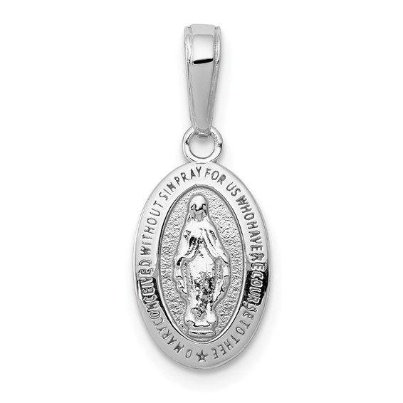 14kt White Gold Miraculous Medal Charm