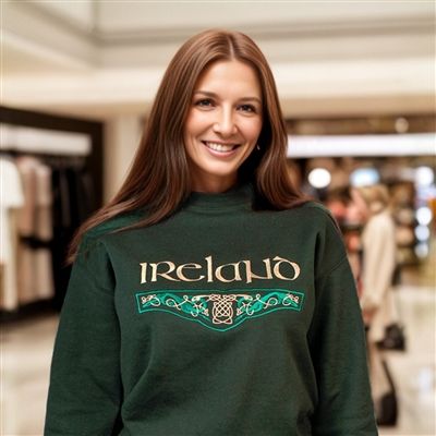 Bordered Knot Sweatshirt- Forest Green
