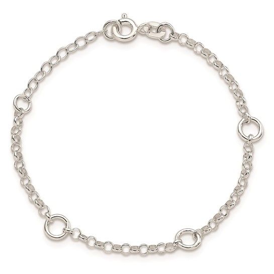 Sterling Silver 6&quot; Rolo Chain Children&#39;s Bracelet Disc.