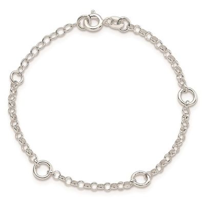 Sterling Silver 6&quot; Rolo Chain Children&#39;s Bracelet Disc.