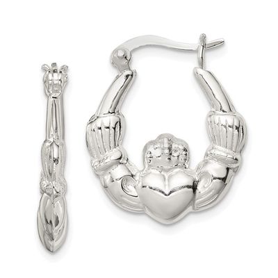 Sterling Silver Claddagh Hoop Earring