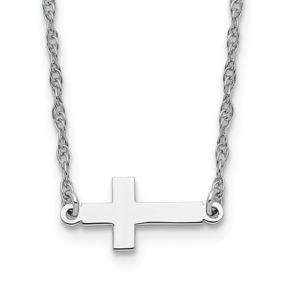 Sterling Silver Small Sideways Cross Necklace on an 18&quot; Sterling Silver Chain