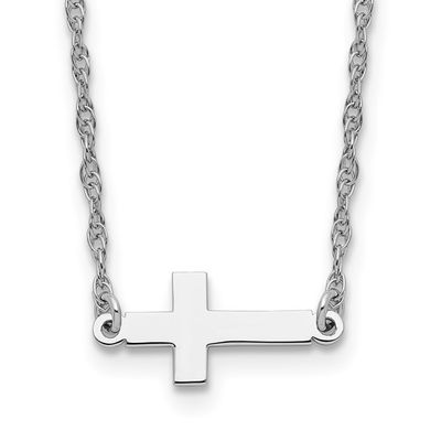 Sterling Silver Small Sideways Cross Necklace on an 18&quot; Sterling Silver Chain