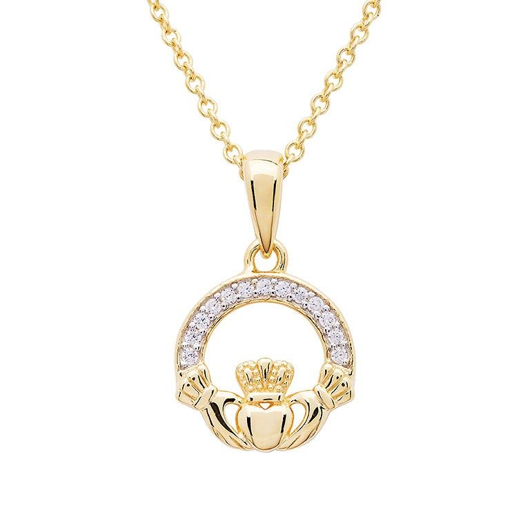14kt Gold Vermeil Claddagh Necklace