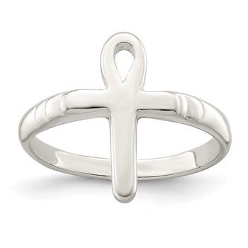 Sterling Silver Ankh Cross Ring Disc.
