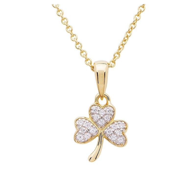 14kt Gold Vermeil CZ Shamrock Necklace