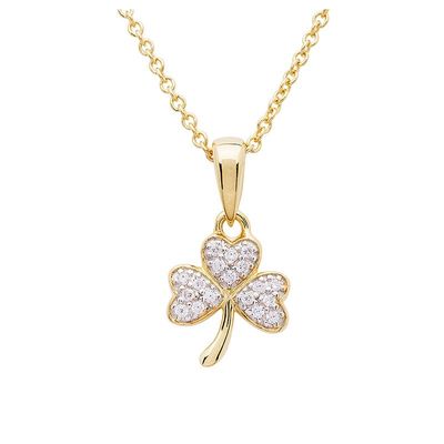 14kt Gold Vermeil CZ Shamrock Necklace