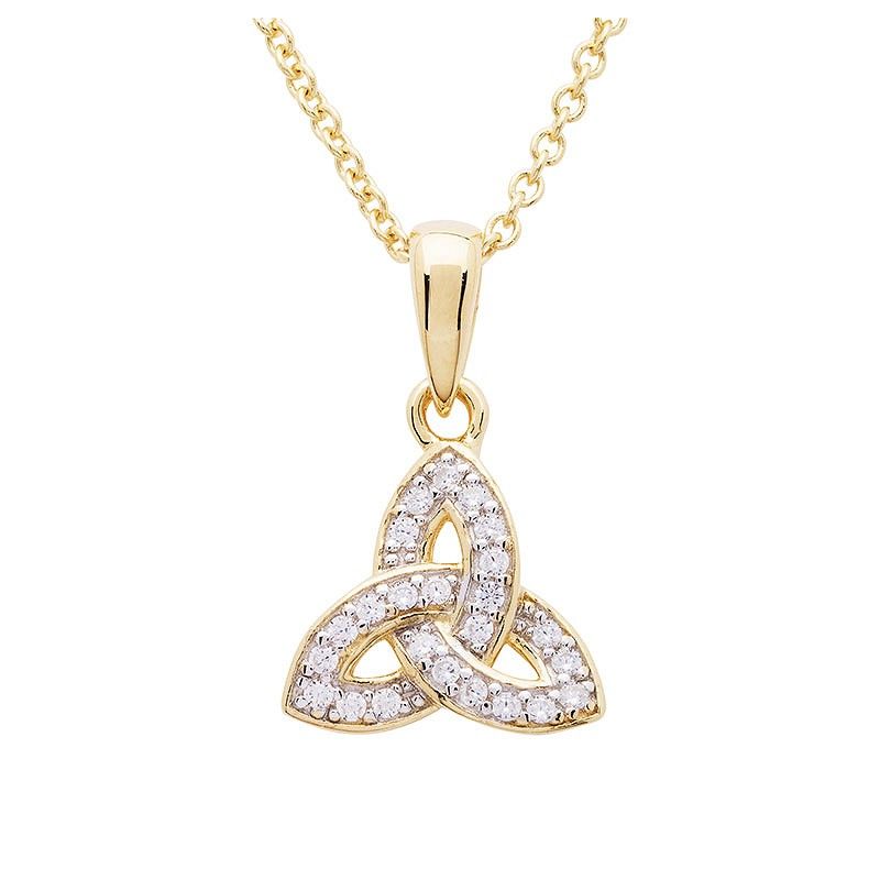 14kt Gold Vermeil CZ Trinity Knot Necklace