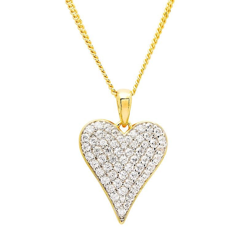 14kt Gold Vermeil Heart CZ Necklace Disc.