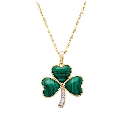 14kt Gold Vermeil Malachite Shamrock Necklace