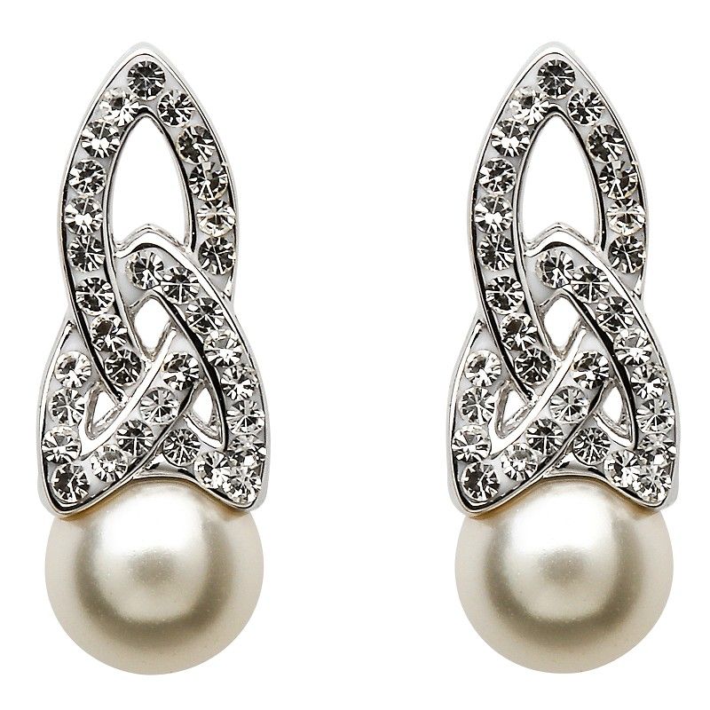 Sterling Silver Trinity Swarovski® Crystal Pearl Earrings