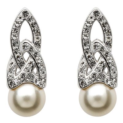 Sterling Silver Trinity Swarovski® Crystal Pearl Earrings