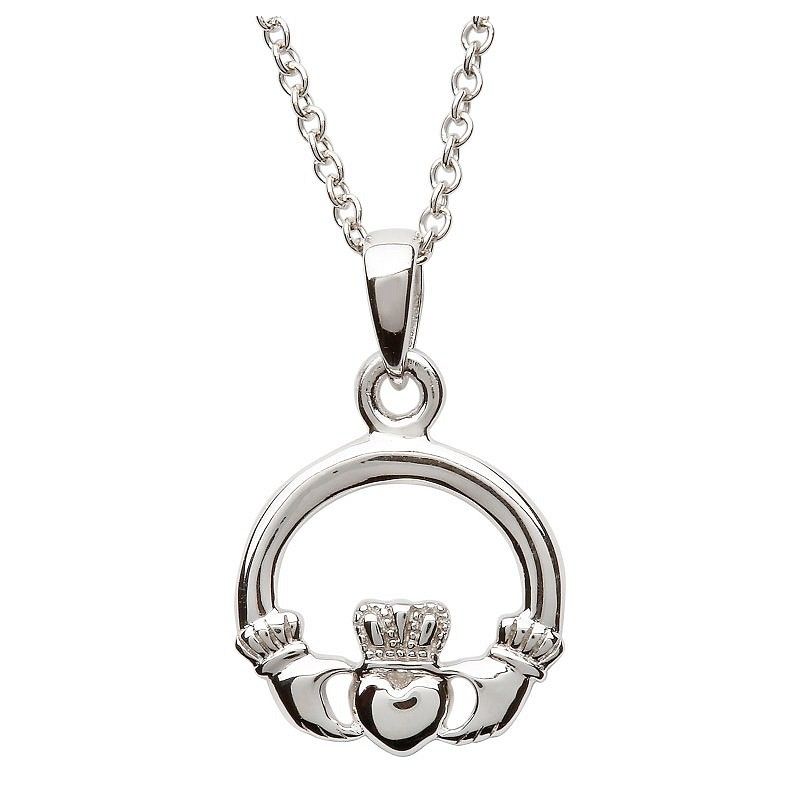 Sterling Silver Claddagh Pendant Medium on a 18&quot; Sterling Silver Chain
