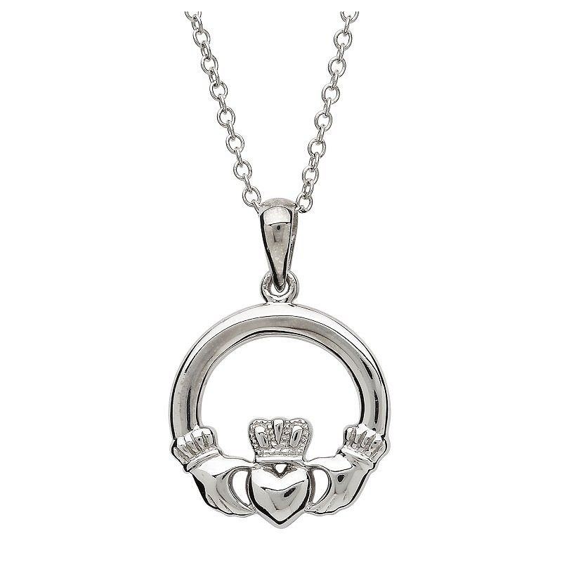 Sterling Silver Claddagh Pendant Small on a 18&quot; Sterling Silver Chain