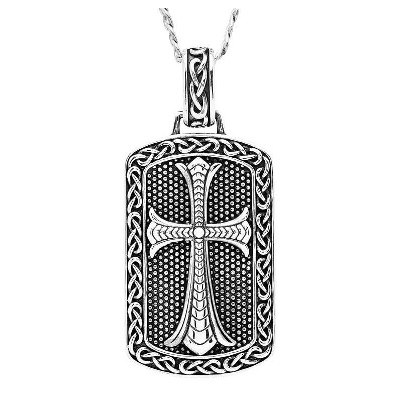 Sterling Silver Gents Cross Pendant Earth Collection on a 22&quot; Sterling Silver Chain