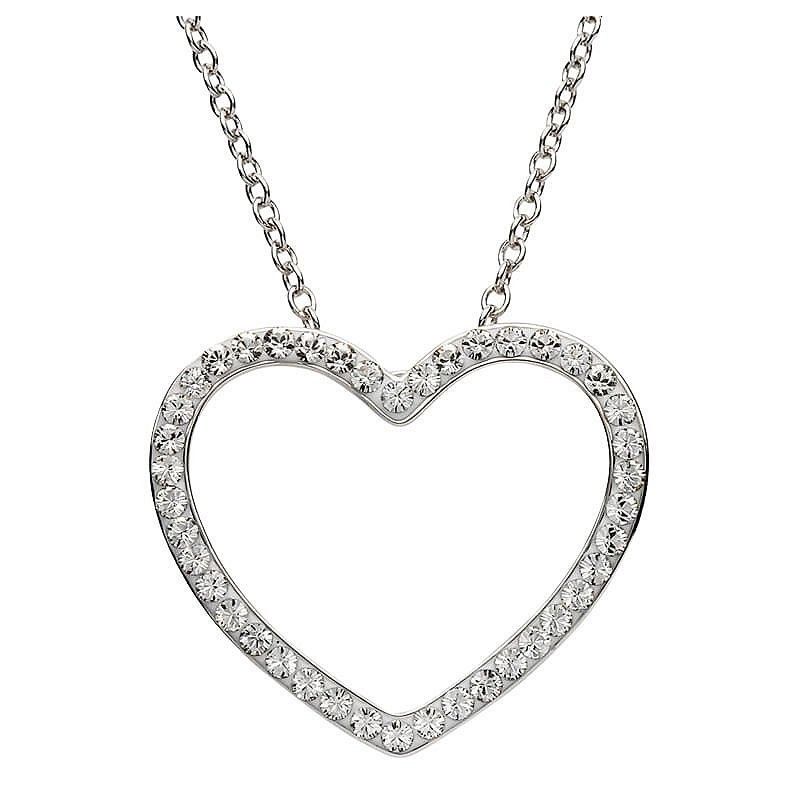Sterling Silver Swarovski® Heart Necklace on a 18&quot; Sterling Silver Chain Disc.