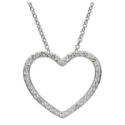 Sterling Silver Swarovski® Heart Necklace on a 18&quot; Sterling Silver Chain Disc.