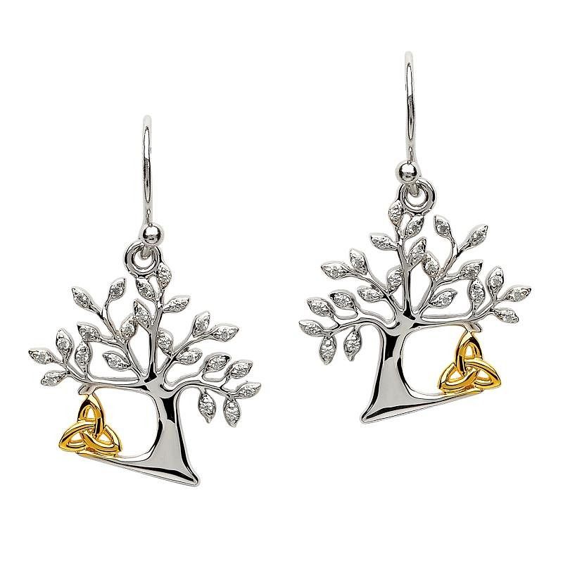 Sterling Silver Tree of Life Trinity Earrings Disc.