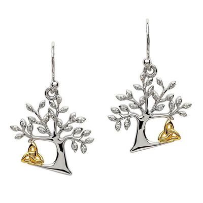 Sterling Silver Tree of Life Trinity Earrings Disc.
